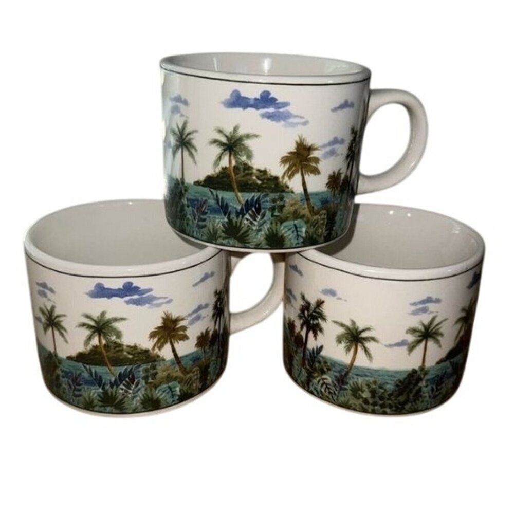 Majesticware By Oneida Pacific Paradise Stoneware Mugs Set Of 3
